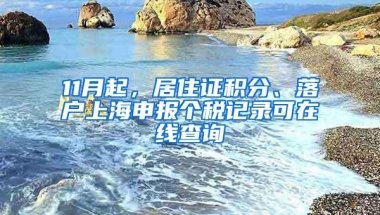 11月起，居住证积分、落户上海申报个税记录可在线查询