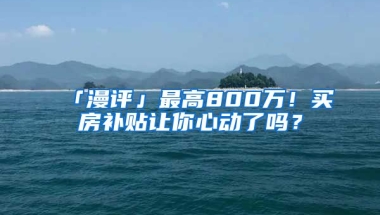 「漫评」最高800万！买房补贴让你心动了吗？