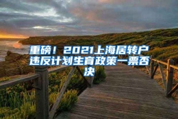 重磅！2021上海居转户违反计划生育政策一票否决