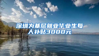 深圳为基层就业毕业生每人补贴3000元