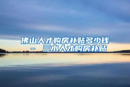 佛山人才购房补贴多少钱 – 三水人才购房补贴