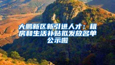 大鹏新区新引进人才：租房和生活补贴拟发放名单公示啦