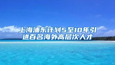 上海浦东计划5至10年引进百名海外高层次人才