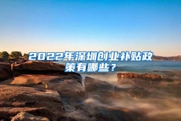 2022年深圳创业补贴政策有哪些？