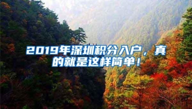 2019年深圳积分入户，真的就是这样简单！