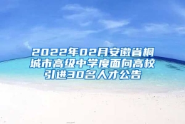 2022年02月安徽省桐城市高级中学度面向高校引进30名人才公告