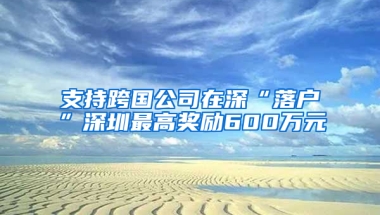 支持跨国公司在深“落户”深圳最高奖励600万元