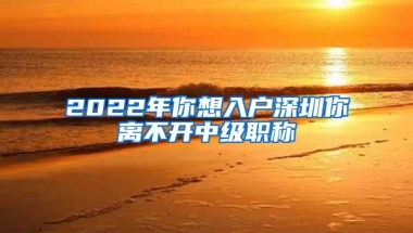 2022年你想入户深圳你离不开中级职称