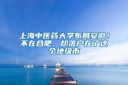 上海中医药大学布局安徽！不在合肥，却落户在了这个地级市