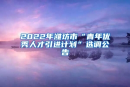 2022年潍坊市“青年优秀人才引进计划”选调公告