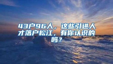 43户96人，这些引进人才落户松江，有你认识的吗？