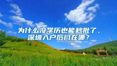 为什么没学历也能秒批了，深圳入户后门在哪？