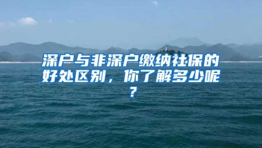 深户与非深户缴纳社保的好处区别，你了解多少呢？