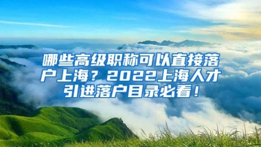 哪些高级职称可以直接落户上海？2022上海人才引进落户目录必看！