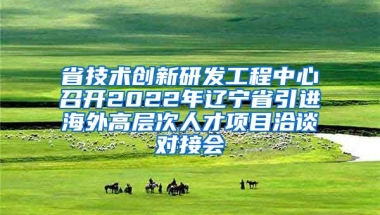 省技术创新研发工程中心召开2022年辽宁省引进海外高层次人才项目洽谈对接会