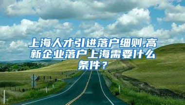 上海人才引进落户细则,高新企业落户上海需要什么条件？