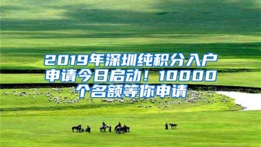 2019年深圳纯积分入户申请今日启动！10000个名额等你申请