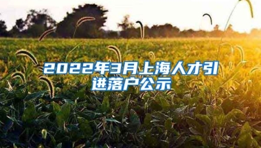 2022年3月上海人才引进落户公示