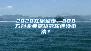 2020在深圳市，300万创业免息贷款你还没申请？