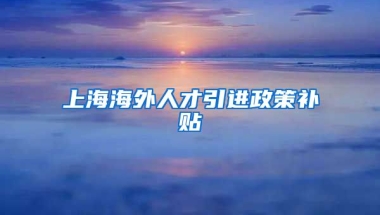 上海海外人才引进政策补贴