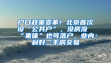 户口政策变革！北京首次设“公共户”，没房没“集体”也可落户，业内：利好二手房交易