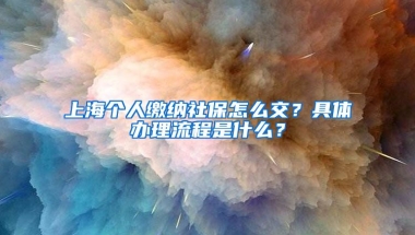 上海个人缴纳社保怎么交？具体办理流程是什么？