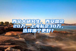 西交大研究生，西安国企20万，上海私企30万，选择哪个更好？