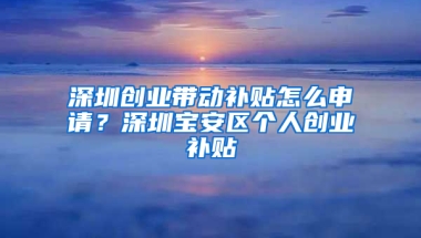 深圳创业带动补贴怎么申请？深圳宝安区个人创业补贴