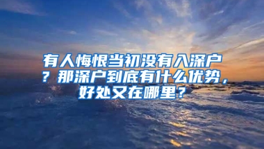 有人悔恨当初没有入深户？那深户到底有什么优势，好处又在哪里？