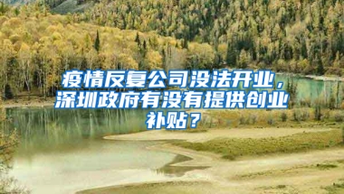 疫情反复公司没法开业，深圳政府有没有提供创业补贴？