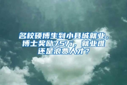 名校硕博生到小县城就业，博士奖励75万，就业难还是浪费人才？