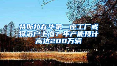 特斯拉在华第二座工厂或将落户上海？年产能预计高达200万辆