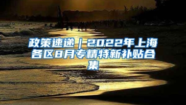 政策速递｜2022年上海各区8月专精特新补贴合集