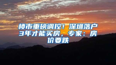 楼市重磅调控！深圳落户3年才能买房，专家：房价要跌