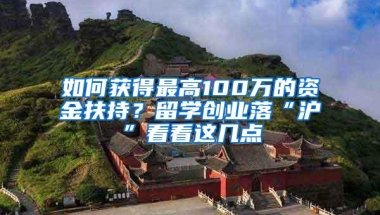 如何获得最高100万的资金扶持？留学创业落“沪”看看这几点