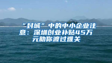 “封城”中的中小企业注意：深圳创业补贴45万元助你渡过难关