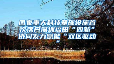 国家重大科技基础设施首次落户深圳福田“四新”协同发力赋能“双区驱动”