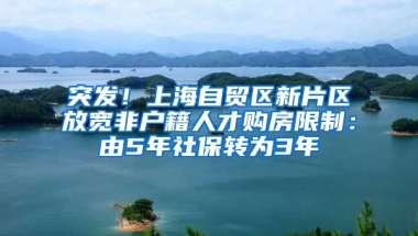 突发！上海自贸区新片区放宽非户籍人才购房限制：由5年社保转为3年