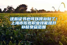 这些证书也可以领补贴了！上海市拓宽职业技能提升补贴受益范围