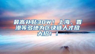 最高补贴30W！上海、香港等多地为区块链人才放大招！！