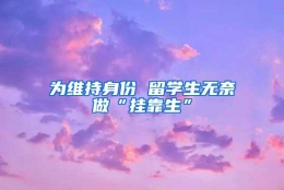 为维持身份 留学生无奈做“挂靠生”