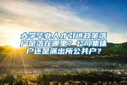 大学毕业人才引进政策落户是落在哪里？公司集体户还是派出所公共户？