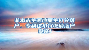 非本市生源应届生打分落户，专利注水将取消落户资格！