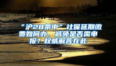 “沪28条中”社保延期缴费如何办、减免是否需申报？权威解答在此→