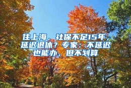 住上海，社保不足15年，延迟退休？专家：不延迟也能办，但不划算