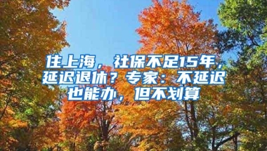 住上海，社保不足15年，延迟退休？专家：不延迟也能办，但不划算