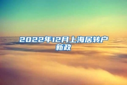 2022年12月上海居转户新政