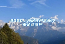 2020上海居转户高新技术企业落户