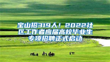 宝山招319人！2022社区工作者应届高校毕业生专项招聘正式启动