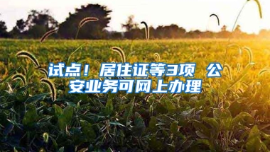 试点！居住证等3项 公安业务可网上办理